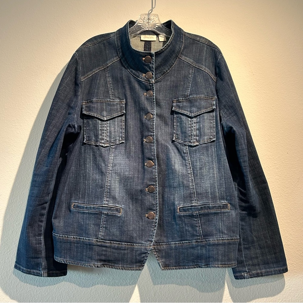 Chicos Denim Jacket Size 3